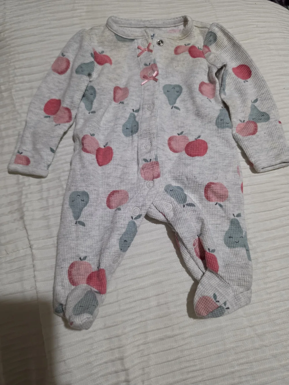 Carter's Baby One-Piece Footed Pajamas in Pink & Gray Fruit Print